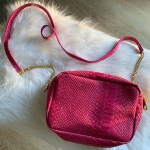 Pink Croc Italian Leather Crossbody